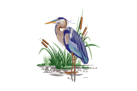 Blue Heron Embroidery Design Review for Etsy Sellers