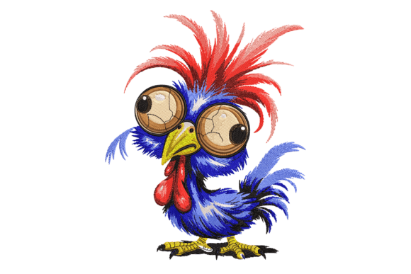 Colorful Funny Rooster: A Whimsical Embroidery Pick for Boutique Sweatshirts