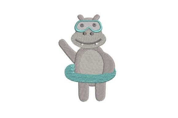Cute Swimming Hippo with Goggles: A Fun Addition to Your Embroidery Line