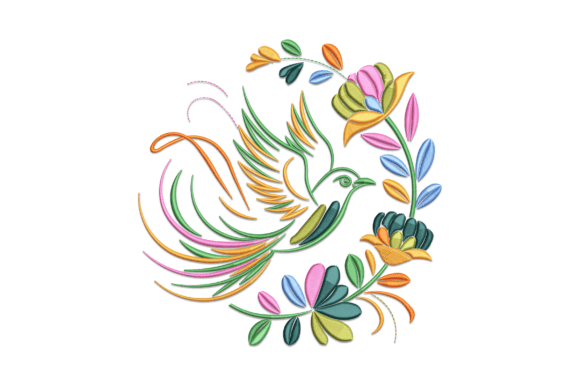 Folk Art Bird: A Charming Boho Embroidery Design for Personalized Gifts