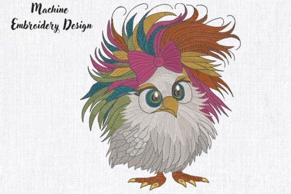 Funny Crazy Chicken Girl: A Playful Embroidery Design for Small Business Merch