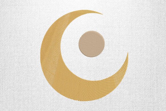 Golden Crescent: A Minimalist Moon Embroidery for Holiday & Seasonal Products