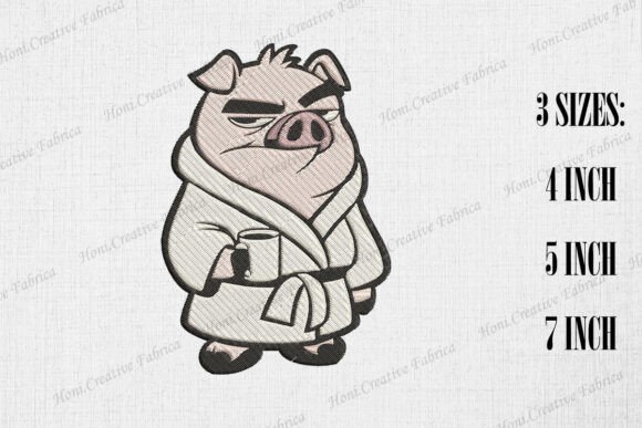 Grumpy Pig in Bathrobe: A Seasonal Embroidery Gem