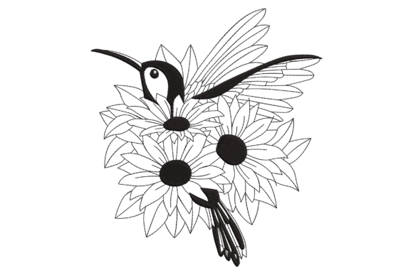 Hummingbird and Sunflowers: A Seasonal Embroidery Gem