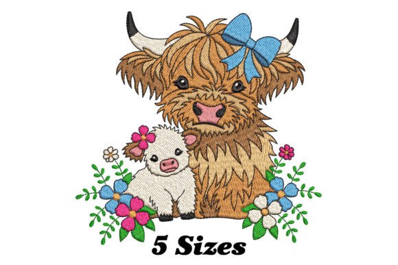 Mom and Baby Highland Cow Embroidery Review