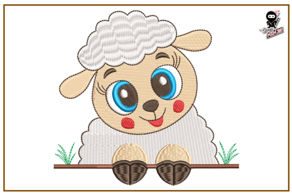 Peeking Baby Lamb: A Charming Embroidery Design for Personalized Gifts