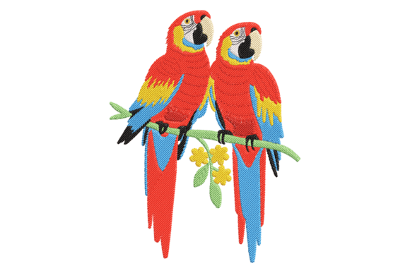 Scarlet Macaws: A Vibrant Embroidery Design for Creative Sellers