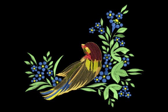 Songbird in Blueberry Garden: A Thoughtful Embroidery Pick for Etsy Sellers