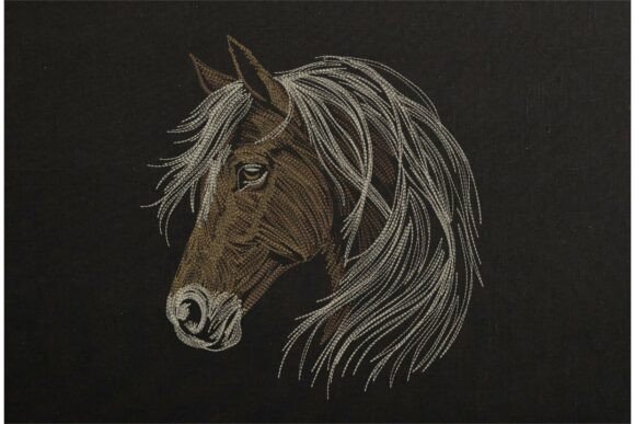 Timeless Elegance: Horse Head Realistic Animal Portrait for Seasonal Embroidery